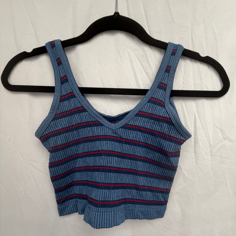 Urban Outfitters Blue & Red Striped Crop Top